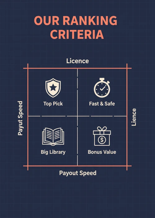 Our ranking criteria for the top 10 offshore casino operators, mapping licence and payout speed to top picks and value.