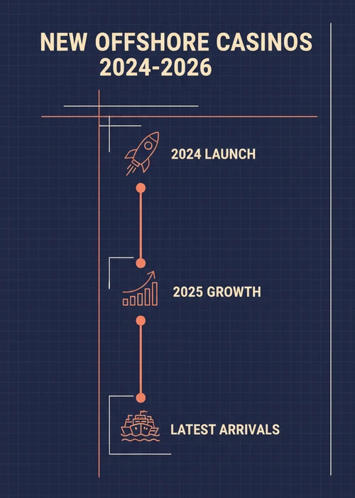 New offshore casino timeline across 2024 launch, 2025 growth and latest arrivals for Australian players.